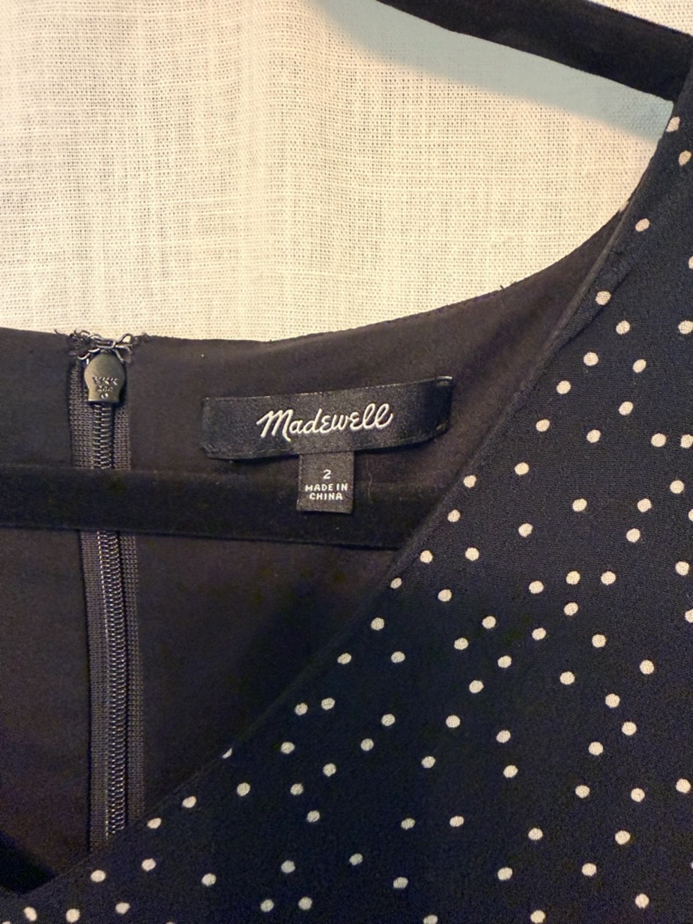 Madewell Black Polka Dot V-Neck Mini Dress - Picture 3 of 10